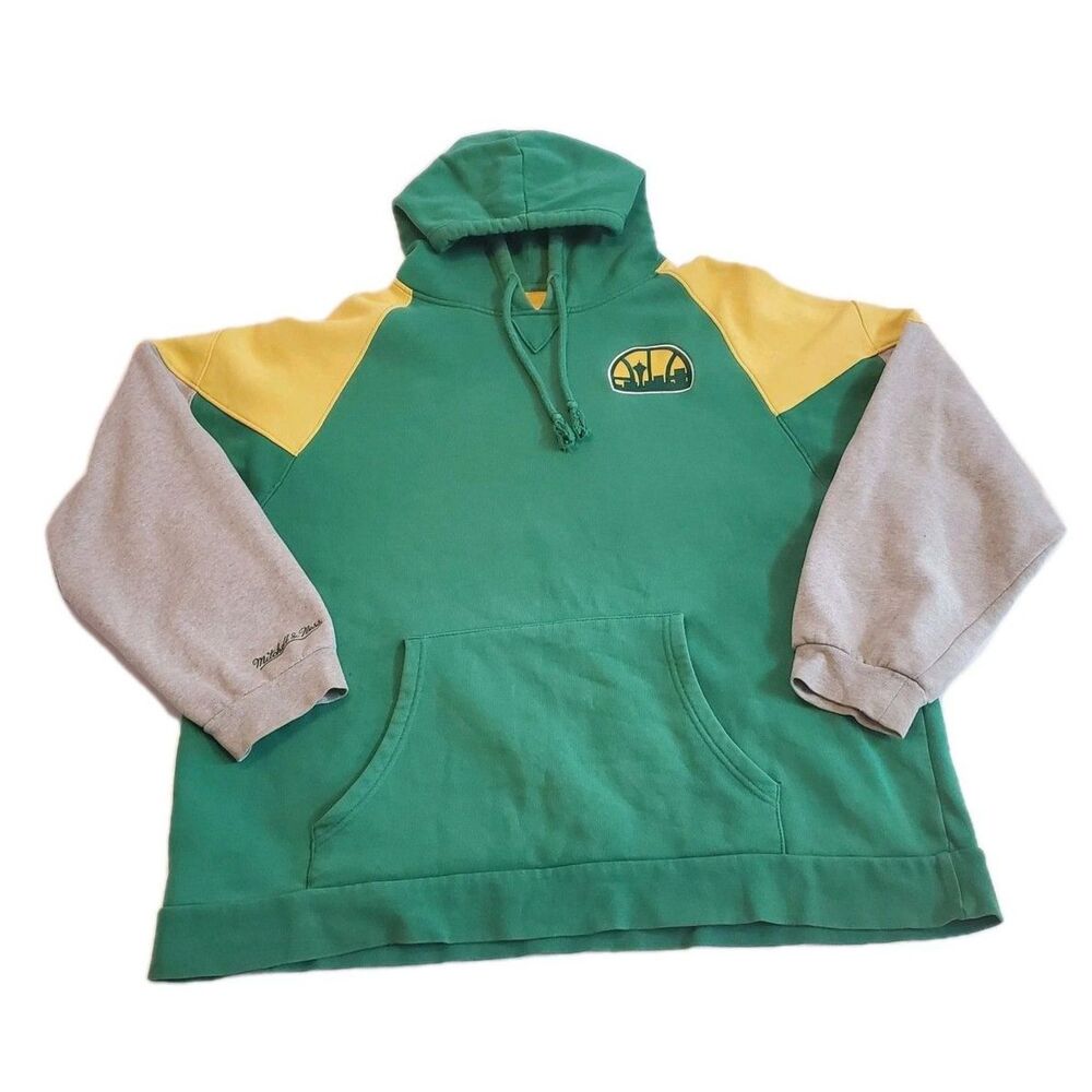 Rare Mitchell & Ness Mens 3XL Seattle Sonics Hoodie Hooded Sweatshirt Retired